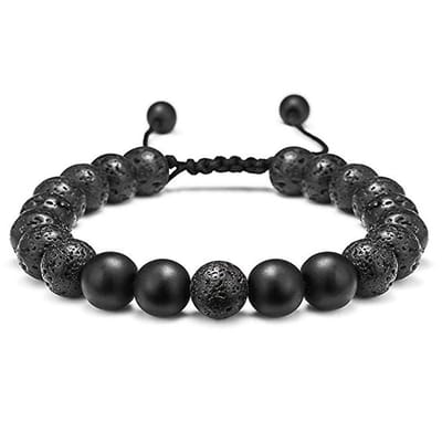 Victorious Natuurstenen Kralen Armband – Heren Armband – Dames Armband – Zwarte Lavasteen – 15 t/m 22cm