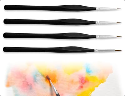 Set van 4 Fijne Verfkwasten voor Kleine Nummer Schilderingen, Nagelkunst, Acryl, Waterverf en Modelbouw Crafting