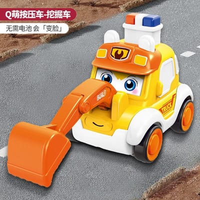 1 STuks Peuter Druk Plus Ga Voertuig Cartoon Baby Mini Dier Ambulance Politieauto Brandweerwagen Graafmachine Miniatuur Cadeau Ideaal voor Kinderspeelgoed