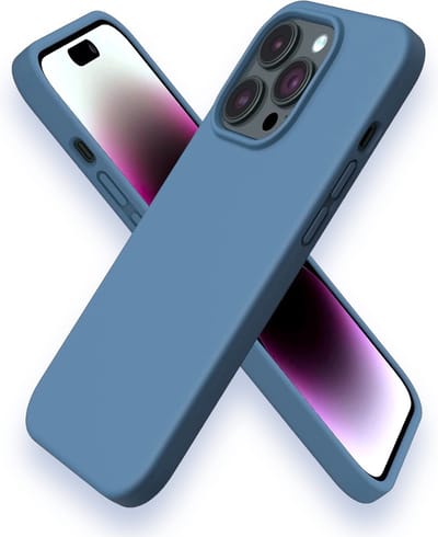 iPhone 14 Pro Blauwe Silicone Hoesje - Ultieme iPhone 14 Pro Silicon Case - Luxe Zachte Blauwe iPhone 14 Pro Backcover