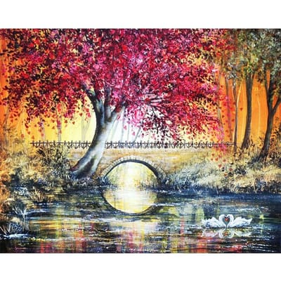 Doe-het-zelf 5D Diamant Schilderen Landschap Diamant Borduurwerk Kruissteek Kleine Brug Boom Mozaïek Cadeau 20X30CM