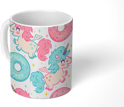 Mok - Koffiemok - Eenhoorn - Donut - Baby - Mokken - 350 ML - Beker - Koffiemokken - Theemok