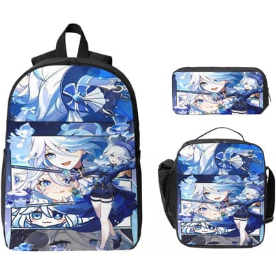 3-delige Genshin Impact Game Rugzakset voor Kinderen Etui Sets Schooltassen Sets met Lunchbox Voor Basisschoolleerlingen Rugzak gray