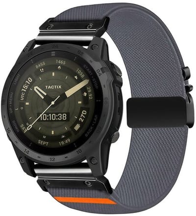 By Qubix - Geschikt voor Garmin bandje - 26mm Quickfit - Nylon bandje met parachute sluiting - Grijs - Geschikt voor Garmin Epix Pro Gen 2 (51mm) / Quatix 7X / 6X & Tactix 7 (pro)