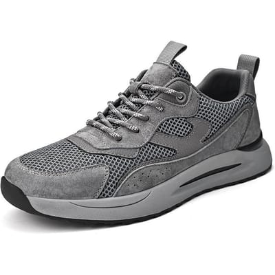 Heren Mesh Ademende Sneaker Zomer Herenschoenen Antislip Slijtvast Casual Hardloopschoenen Echt Leer Veelzijdige Joggingschoenen 44 grijze kleur