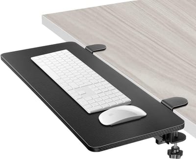 JGS ® Ergonomische bureauverlenging, tafelverlenging, bureauverlenger, klemmuisbak, toetsenbordbak, armleuningplank, computerbureauverlenging, ondersteuning voor de elleboogarm (zwart)