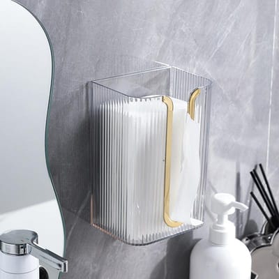 Boîte à mouchoirs murale de luxe sans perçage créative en forme de U boîte de rangement pour lingettes masque salle de bain cuisine boîte à papier à l'envers gray