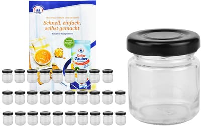 28-delige set van 53 ml potjes To 43 zwart deksel incl. Diamant Gelierzauber receptenboekje
