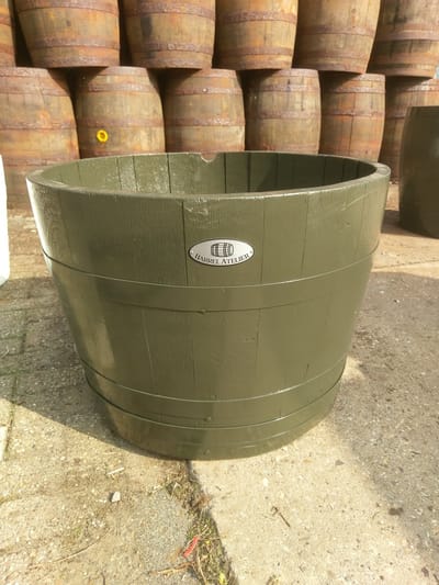 Wijnvat Kuip 1/2 225l. "Olive-Green" / Eikenhouten Plantenkuip / voor Fruit of Olijfbomen
