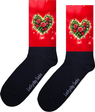 Rozen hart - Valentijn sokken - Valentijns Cadeau - Grappige sokken - Leuke sokken - Hem Haar sokken - Vrolijke sokken - Vaderdag - Moederdag - Verjaardag cadeau - Kerst cadeau - Leuk Cadeau - Speciaal cadeau - Sokken maken Happy - 37-44