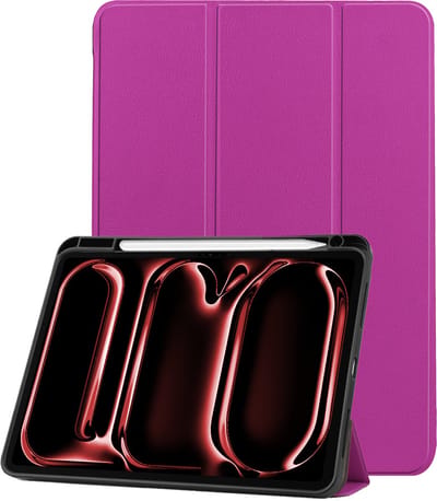 Hoes - Geschikt voor Apple iPad Pro (2024/2025) - 11 inch - Dun & Stevig - Trifold Bookcase - Hard Cover Case - Met Uitsparing Geschikt voor Apple Pencil - Hardcover Book - Tablet Hoesje - Paars