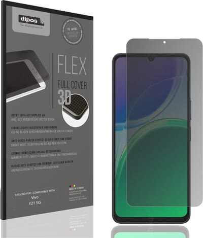 dipos FLEX – Matte Privacy Screenprotector geschikt voor Vivo Y21 5G | Volledige Schermbescherming | Case-Friendly