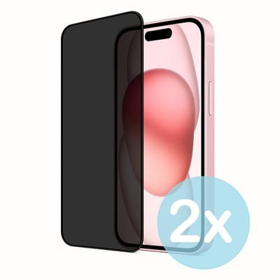 Privacy Screenprotector Geschikt voor iPhone 15 – Anti-Gluren – Krasbestendig Gehard Glas 9H – Volledige Dekking – 2-Pack – FuturiQ