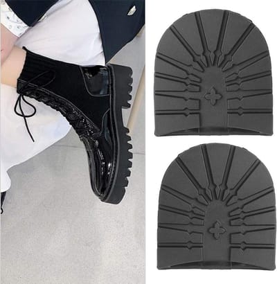 Dailygoody - Inserts & Inlegzolen - Antislip Rubberen Zolen - Zwart - Laarzen Schoenen - Duurzame Zoolbescherming - Geschikt voor Voet - Zwarte Hak