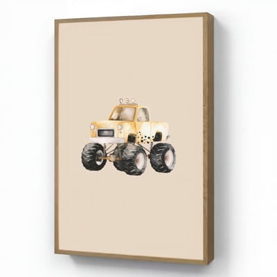 Nachtlampje 60x90 cm - Kinder lamp - Monstertruck - Geel - Beige - Tafellamp kinderkamer draadloos - Slaapkamer lampje - Bedlamp kinderen - Kinderlampje - Wandlamp babykamer - Nachtlampjes