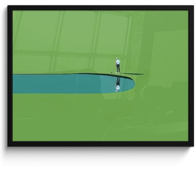 Poster in lijst - Fotolijst 80x60 cm - Posters - Persoon - Golf - Water - Blauw - Posterlijst zwart - Decoratie - Wanddecoratie woonkamer - Muurdecoratie slaapkamer - Kerstversiering - Kerstdecoratie voor binnen - Kerstmis