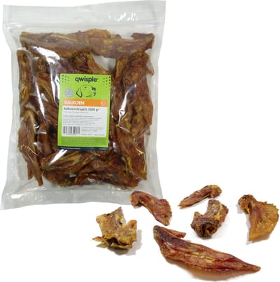 Qwisple Kalkoenvleugels - Hondensnacks Gedroogd Kalkoen - 1000 gr