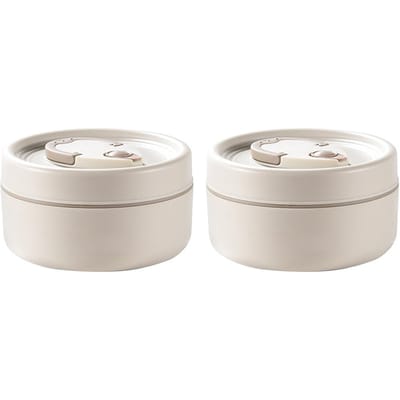 2 stuks Thermische Bento Lunchbox Set Draagbare Geïsoleerde Lunchcontainers met Thermische Tas voor School white