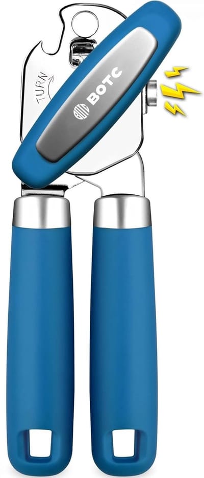 BOTC Blikopener - Met krachtige magneet - Veilig - Opent zonder scherpe randen - RVS - Silicone - Blauw