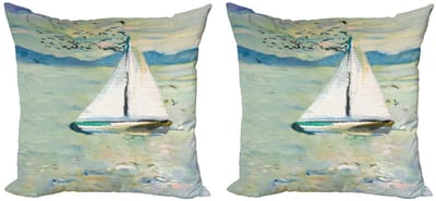 ABAKUHAUS Kunstkussenhoes Monet-zeilboot – 40x40 cm – dubbelzijdig