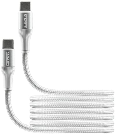 A-DAPT® USB-C naar USB-C kabel 2 m - PRO-uitvoering - wit - data- en laadkabel