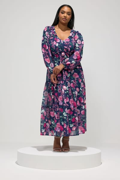 Yours London Marineblauwe Jurk Met Bloemenprint Size 42