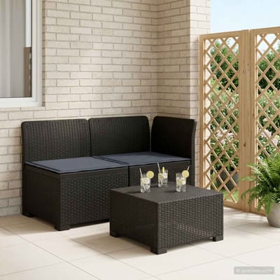 vidaXL - Twee-zits - Tuin - Sofa - met - Kussens - Rieten - Look - 2-zits - PP - Antraciet