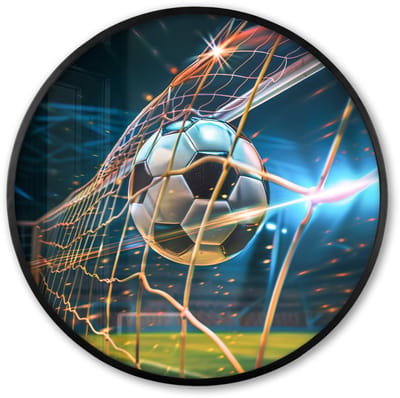 Poster in lijst Rond - Fotolijst 60x60 cm - Posters - Voetbal - Goal - Sport - Jongens - Ronde posterlijst zwart - Decoratie - Wanddecoratie woonkamer - Muurdecoratie slaapkamer