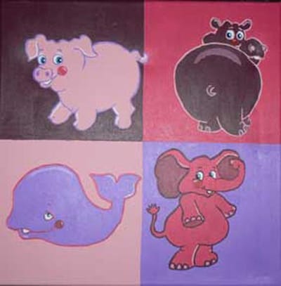 Toetie & Zo Schilderij Kinderkamer, Babykamer Beestjes, 50x50