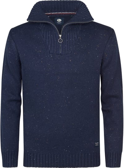 Petrol Industries - Heren Gebreide Half-Zip Trui Denver - Blauw - Maat M