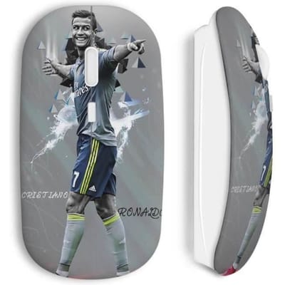 Souris Sans Fil - MANIACASE - Cristiano Ronaldo - Gris - Compatible Mac et PC - USB