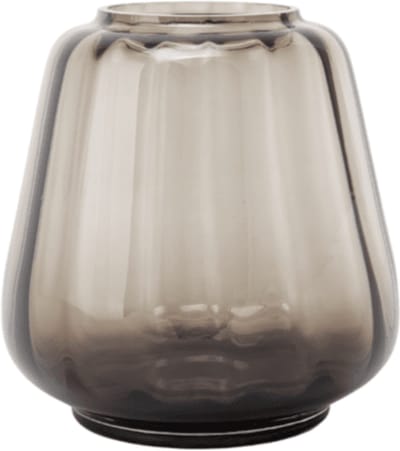 XLBoom Kuro Wave Small Smokey – Mondgeblazen glazen vaas Ø 22,5 cm × H 19,5 cm – Kleur Smokey – Design woonaccessoire