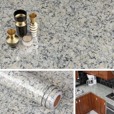 Graniet Contactpapier voor Watervaste Keukenbladen - Verwijderbaar Marmor Effect voor Badkamer en Keuken - 15,8x78,8 Inch Decoratieve Wandbekleding