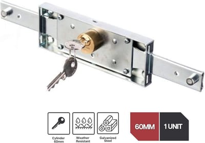 Robuuste Roldeurvergrendeling Cilinder 60mm - Gegalvaniseerd Staal - Sleutelbediening voor Garages en Deuren