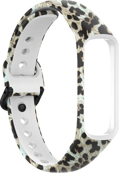 By Qubix - smartwatch bandje - Compatible Samsung bandje - Siliconen band met print - Panter - Geschikt voor Samsung Galaxy Fit 2