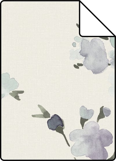 Proefstaal ESTAhome behang kersenbloesems beige en lila paars - 26.5 x 21 cm - 148715-S