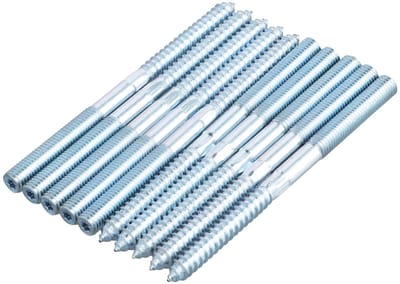Set van 10 dubbele schroeven M10 x 140mm, verzinkt, zelftappend, ideaal voor meubels, houtbewerking en bevestigingen
