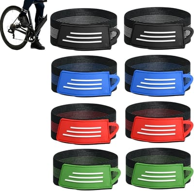 Set van 8 Verstelbare Fietskleding Clips voor Enkels en Taillebanden - Elastische Bandjes voor Fietsen en Joggen