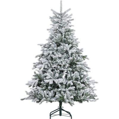 Sapin de Noël artificiel - MUVOE - 180 cm - Effet enneigé - Ignifugé - Base métallique blanc