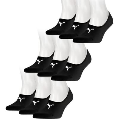 Puma Footies 9 paar - Unisex Invisible Sokken - Zwart - Maat 35/38
