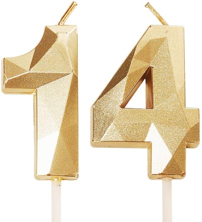 Dailygoods - 14e Verjaardagskaarsen, Gouden Nummer 14 Happy Birthday Kaarsen, Jongens Meisjes Taarttopper Decoraties voor 14-jarige Verjaardagsfeest Bruiloft Jubileum Feestartikelen Goud