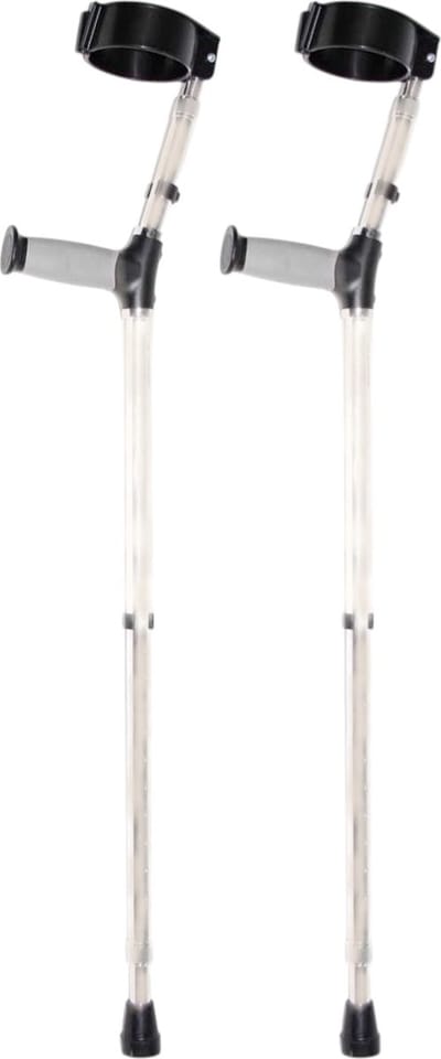 Premis - Elleboogkrukken - Standaard Softgrip - Verstelbaar - 75-100 cm - Paar - Gesloten Manchet - Wit