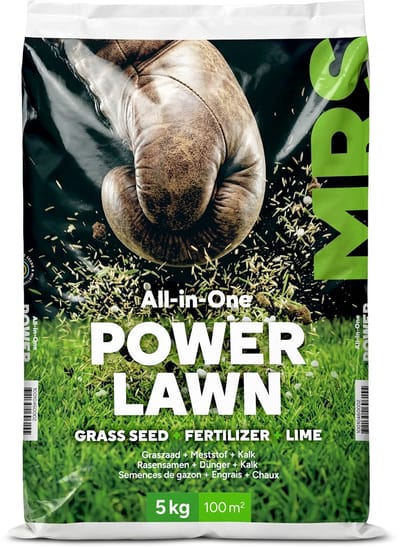 MRS Power Lawn - All-in-One Gazonpakket - 10 kg (200 m²) - 4-in-1: Graszaad, gazonmest, kalk en bodemverbeteraar - 50% groener gras na 1 maand - Werkt voor elk type gazon