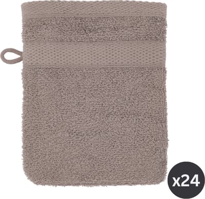 TISECO HOME STUDIO - Washand RIVA - SET/24 - 100% katoen - 450 g/m² - met ophanglus - 100% katoen - superzacht en zeer absorberend - 15x21 cm - Taupe