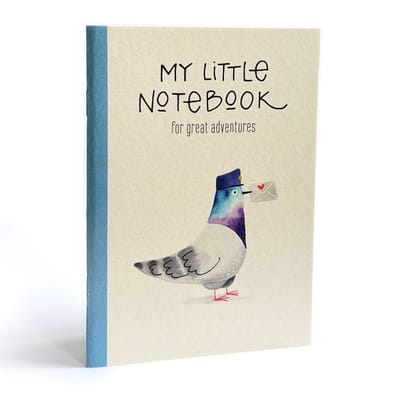 Mini notitieboekje A6 - 10,5 x 14,8 cm - Postduif - Blauw - Atelier Menheere