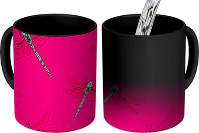 Magische Mok - Foto op Warmte Mokken - Koffiemok - Meiden - Libelle - Insecten - Patronen - Girl - Kids - Kinderen - Kind - Magic Mok - Beker - 350 ML - Theemok
