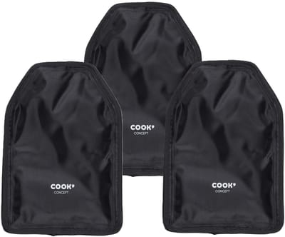 Cook Concept Wijnfles koeler/koelelement hoes - 3x - zwart - 23 cm - Flessenkoeler - Wijnkoeler