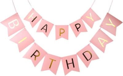 Happy Birthday Slinger Verjaardag Versiering Feest Versiering Verjaardag Slingers Roze & Goud Decoratie – 1 Stuk