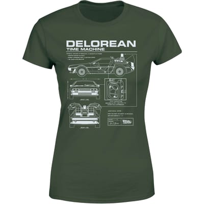 Back To The Future Delorean Schematic Women's T-Shirt - Green - XS