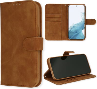Casemania Hoesje Geschikt voor Samsung Galaxy S23 Plus - Sienna Brown - Luxe Kunstlederen Portemonnee Book Case